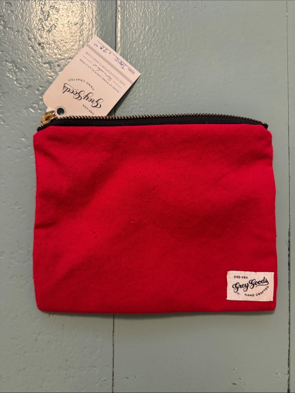 Grey Goods Red Canvas Pouch with Zipper NWT